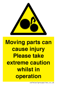 Moving parts can cause injury Please take extreme caution whilst in operation
